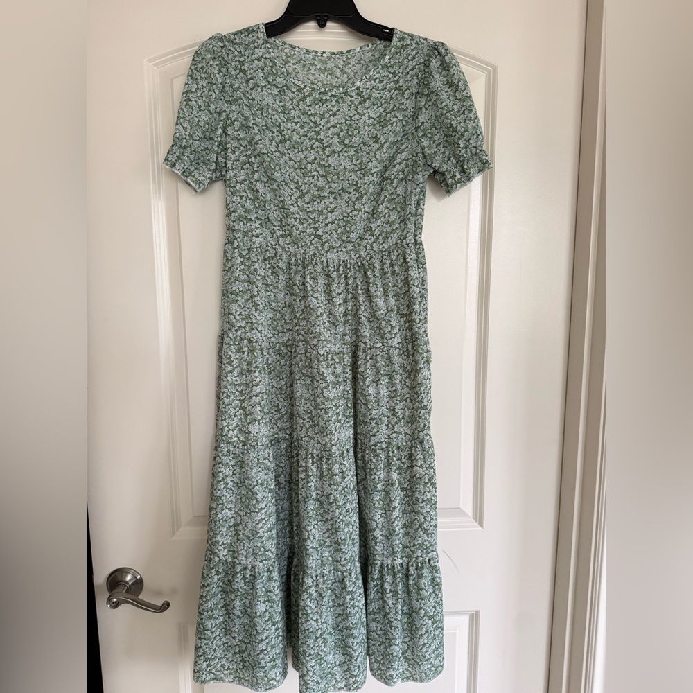 Green Floral Midi Dress